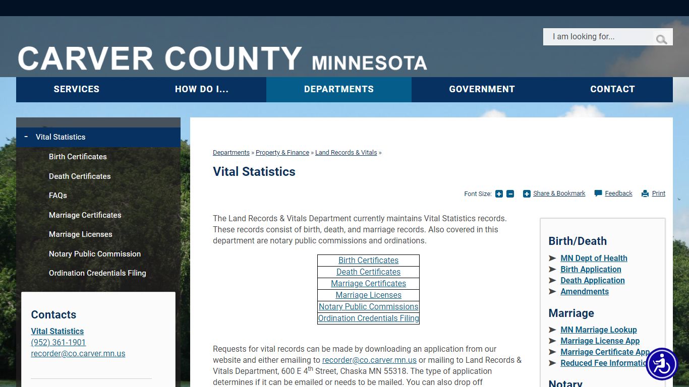 Vital Statistics | Carver County, MN